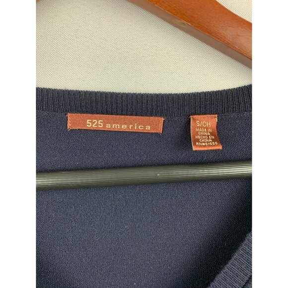 525 America Womens Navy V-Neck Sweater S Rayon/Nylon - Picture 2 of 6